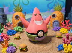 Patrick Star Pokeball Figure, Cartoon Parody Fan Art, Nerd Decor 1