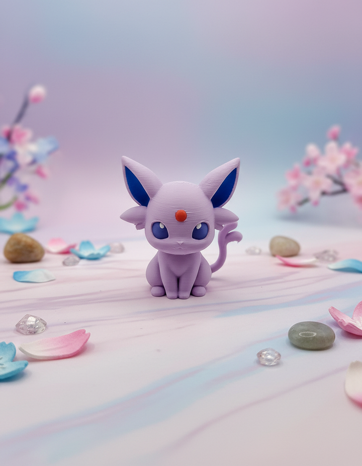 Espeon Figurine, 3D Printed Pokemon Statue, Miniature Desk Decor