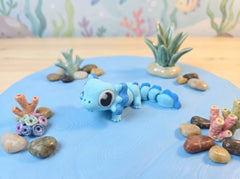 Flexi Axolotl Fidget Toy - Blue Articulated Desk Buddy Figure 2
