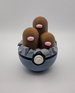 Dugtrio Pokeball Figure - 3D Printed Gamer Desk Decor, Collector Item 2
