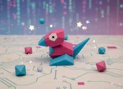 Porygon Figure - Low Poly Miniature, Retro Gaming Desk Accessory 1