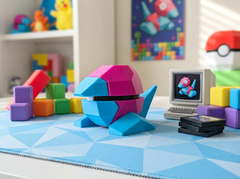 Porygon Pokeball - 3D Printed Low Poly Video Game Replica, Gamer Desk Decor 4
