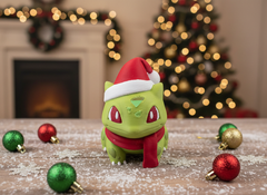 Christmas Bulbasaur Figure - 3D Printed Holiday Desk Decor 1