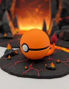 Charmander Pokeball Figure, Non-Functional 3D Printed Video Game Decor 1