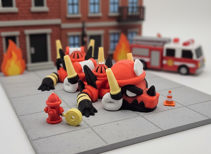 Firefighter Mini Dragon - Articulated 3D Printed Fidget Toy