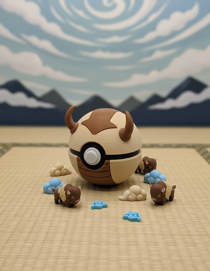 Appa Pokeball - Avatar Fan Art, 3D Printed Sky Bison Collectible