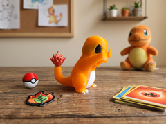 Charmander Pushing Glass Figurine, 3D Printed Gamer Desk Decor 8