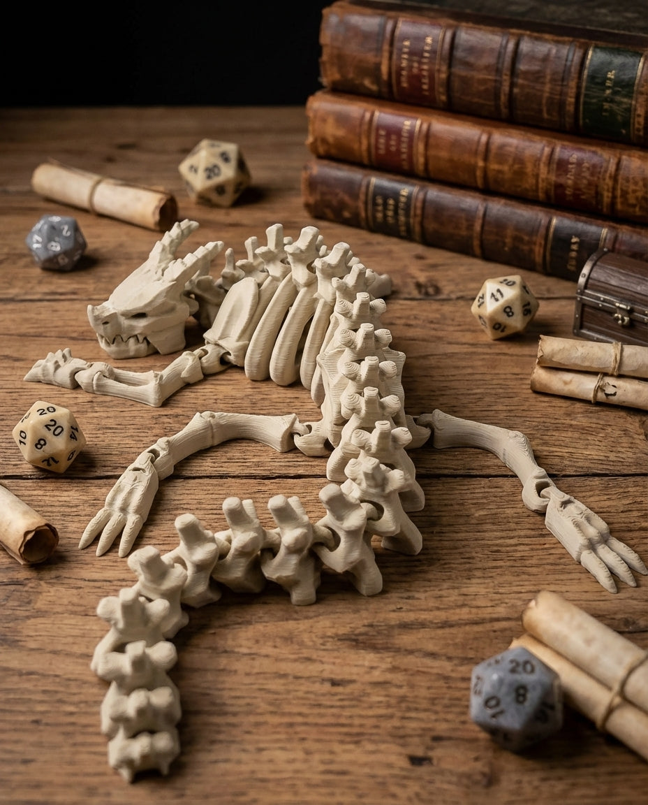 Ashbone Dragon - Articulated Skeletal Figure, Fidget Desk Toy 1