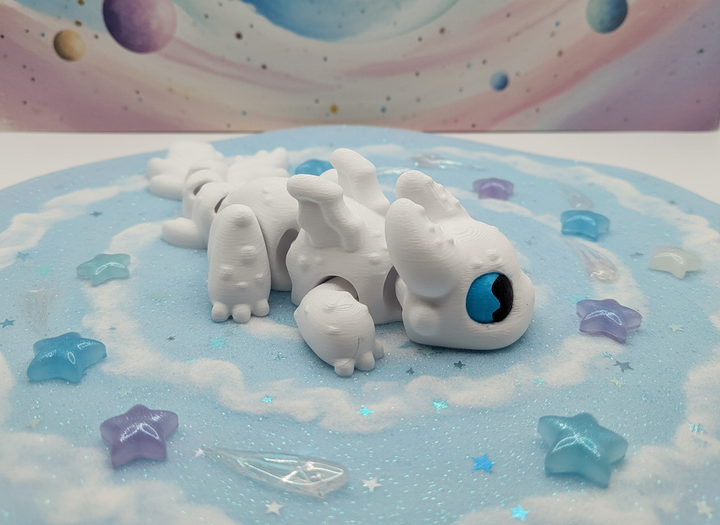 Articulated Light Fury Mini Dragon - Poseable Fidget Toy