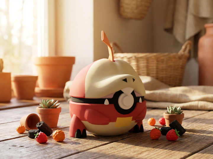 Fuecoco Poke Ball Figure - 3D Printed Video Game Replica