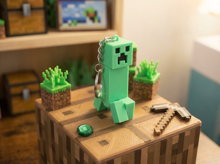 Minecraft Creeper Keychain - 3D Printed Gamer Accessory, Backpack Charm