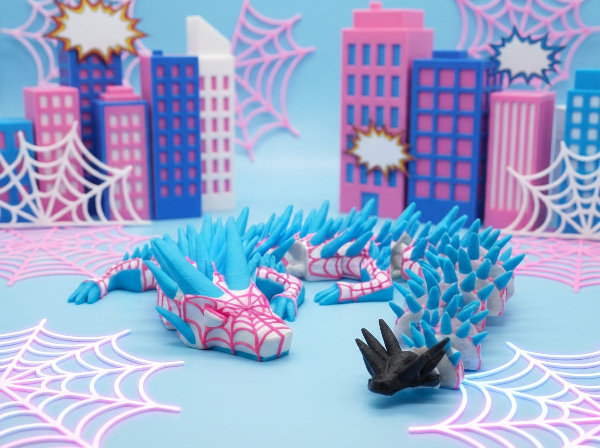 Articulated SpiderGwen Dragon - 3D Printed Poseable Fidget Toy 1