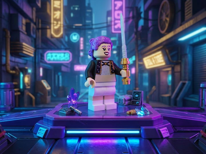 Oversized Rumi Lego Figure - 3D Printed Cyberpunk Desk Decor