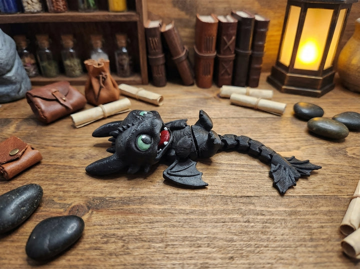 Mini Flexi Toothless Figurine - Articulated Dragon Fidget Toy