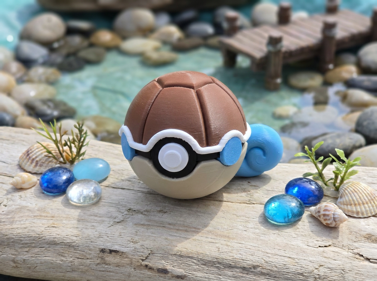 Squirtle Turtle Shell Pokeball - Functional 3D Printed Replica 1