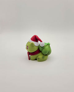 Christmas Bulbasaur Figure - 3D Printed Holiday Desk Decor 4