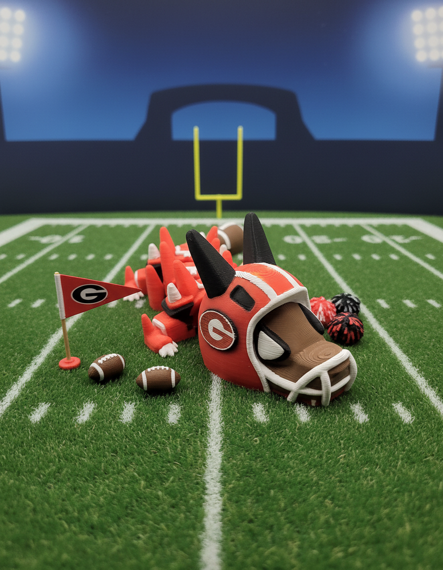 Georgia Bulldogs Mini Dragon - Articulated Figure, UGA Fan Desk Toy 1