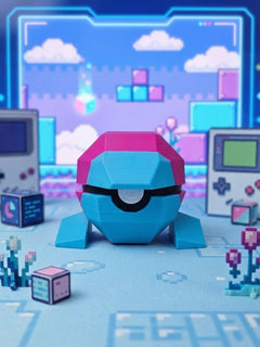 Porygon Pokeball - 3D Printed Low Poly Video Game Replica, Gamer Desk Decor 5