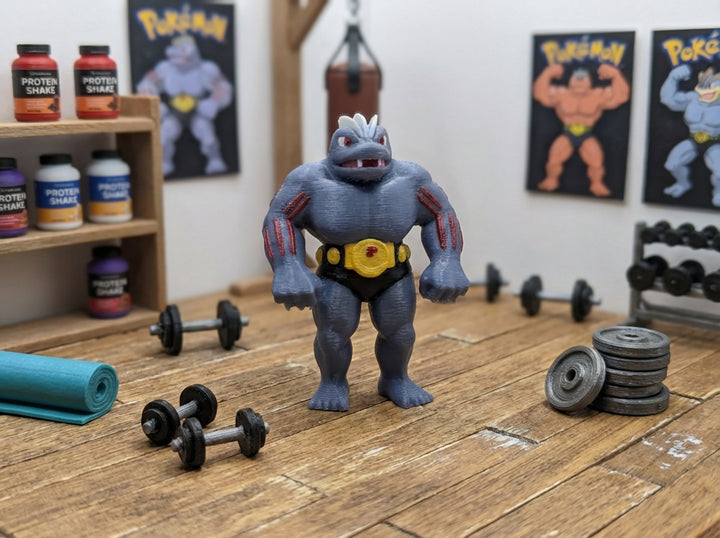 Machoke Figure - 3D Printed Pokemon Miniature, Gamer Desk Decor