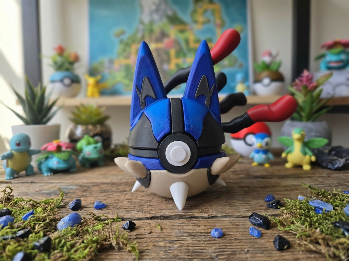 Mega Lucario Pokeball Replica - 3D Printed Fan Art, Gamer Desk Accessory 1