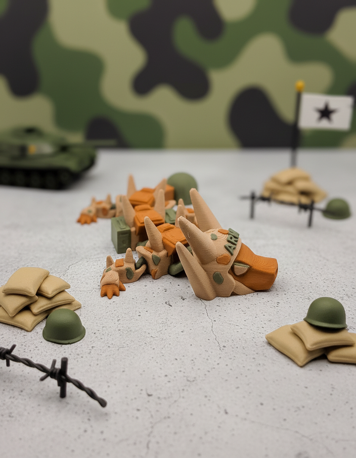 Articulated Army Mini Dragon - 3D Printed Military Fidget Toy