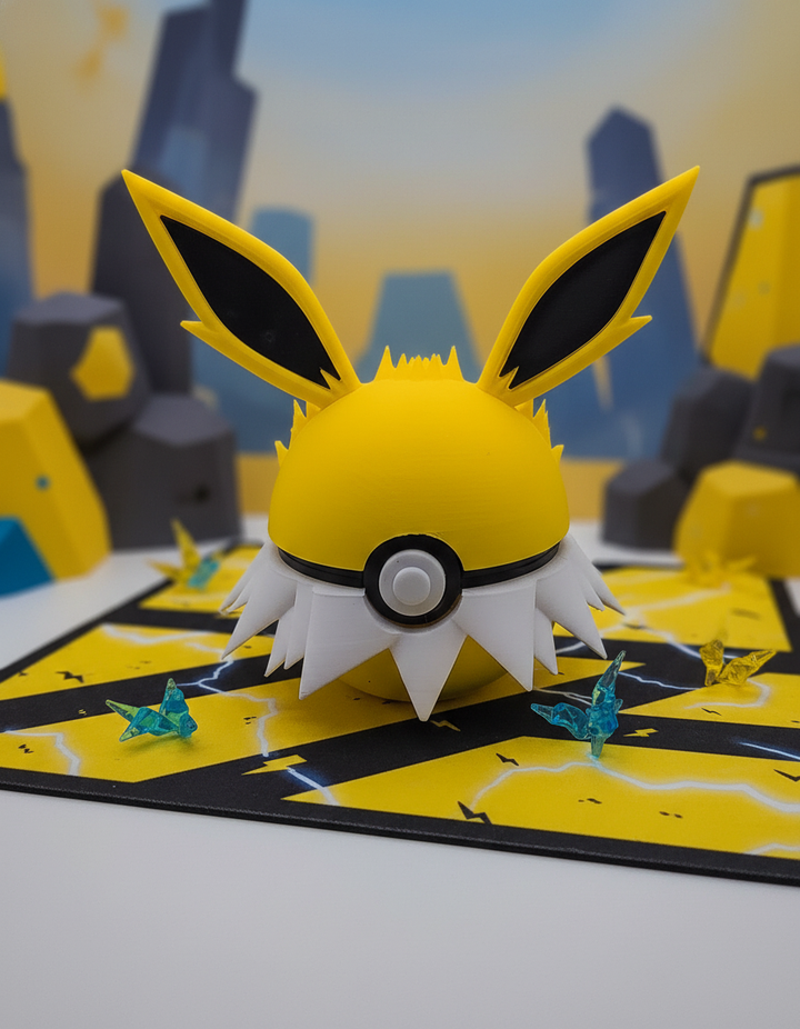 Jolteon Pokeball Figure - 3D Printed Collector Prop