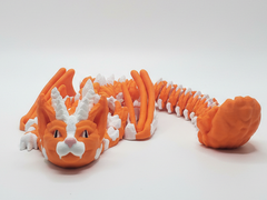Articulated Cat Dragon - Poseable Feline Fidget Toy - Orange and White 2