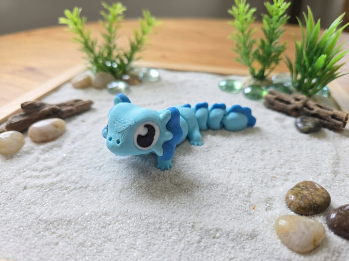Flexi Axolotl Fidget Toy - Blue Articulated Desk Buddy Figure