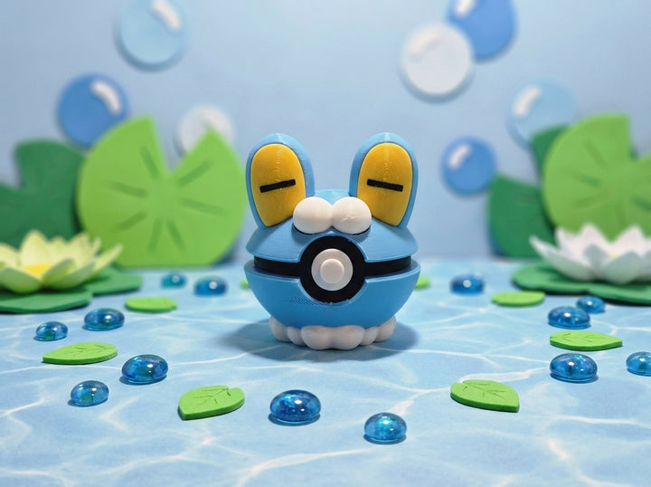 Froakie Pokeball Figure - 3D Printed Gamer Decor, Collector's Item
