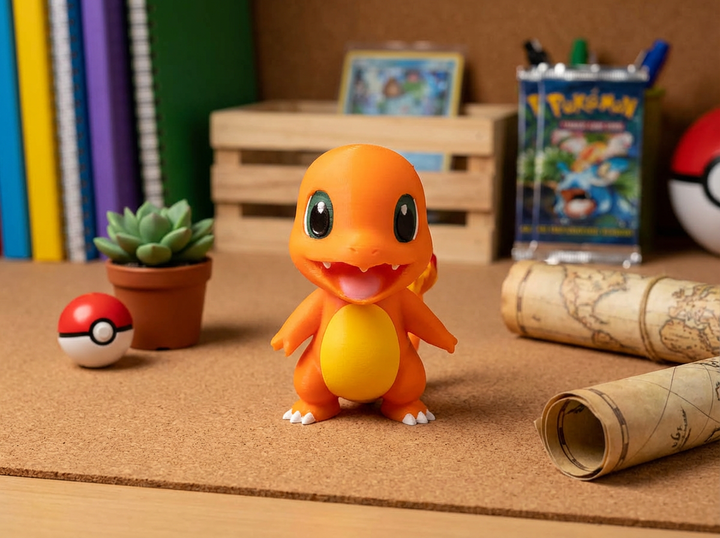 Charmander Figurine - 3D Printed Pokemon Statue for Desk Decor