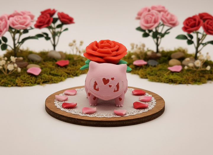 Rose Bulbasaur PokeMini, 3D Printed Miniature Pokemon Figure