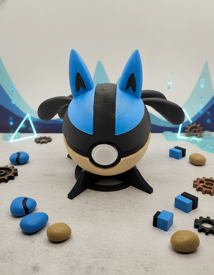 Lucario Pokeball Replica - Functional 3D Printed Hinged Box 1
