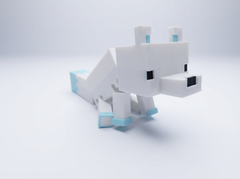 Minecraft Arctic Fox Figure, 3D Printed Pixel Art Statue 4