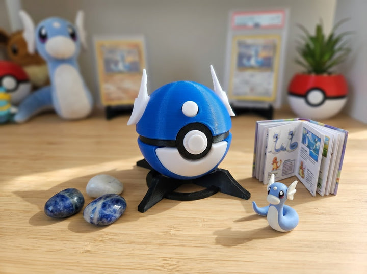Dratini Pokeball, 3D Printed Gaming Collectible Desk Decor
