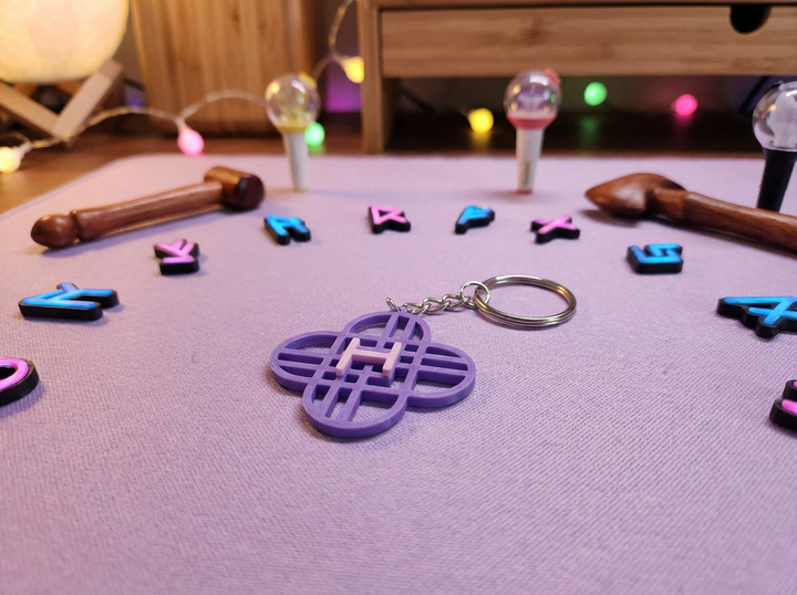 Huntrix Logo Keychain - Purple 3D Printed Fandom Accessory