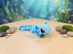 Flexi Axolotl Fidget Toy - Blue Articulated Desk Buddy Figure 3