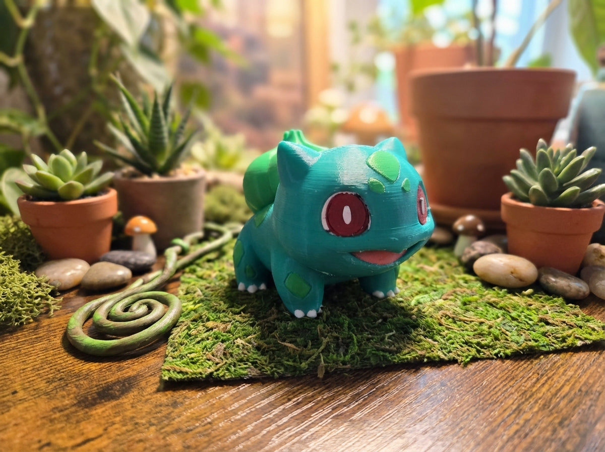 Bulbasaur Figurine, 3D Printed Pokemon Desk Decor, Gamer Gift 1