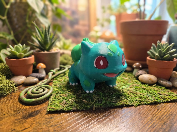 Bulbasaur Figurine, 3D Printed Pokemon Desk Decor, Gamer Gift