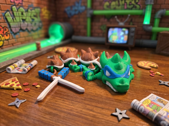 TMNT Leonardo Mini Dragon - Articulated 3D Printed Fidget Figure