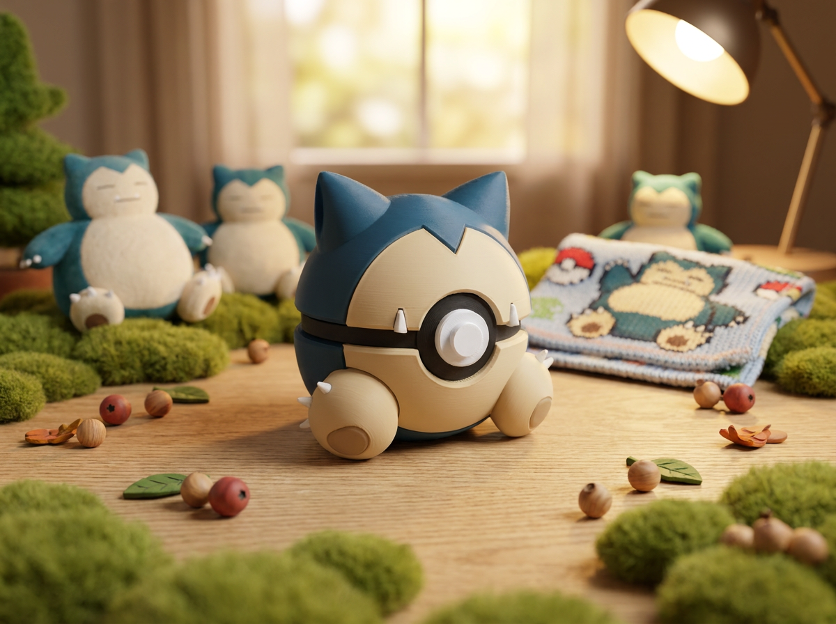 Snorlax Pokeball - 3D Printed Pokemon Figure, Desk Accessory 1