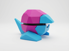 Porygon Pokeball - 3D Printed Low Poly Video Game Replica, Gamer Desk Decor 3