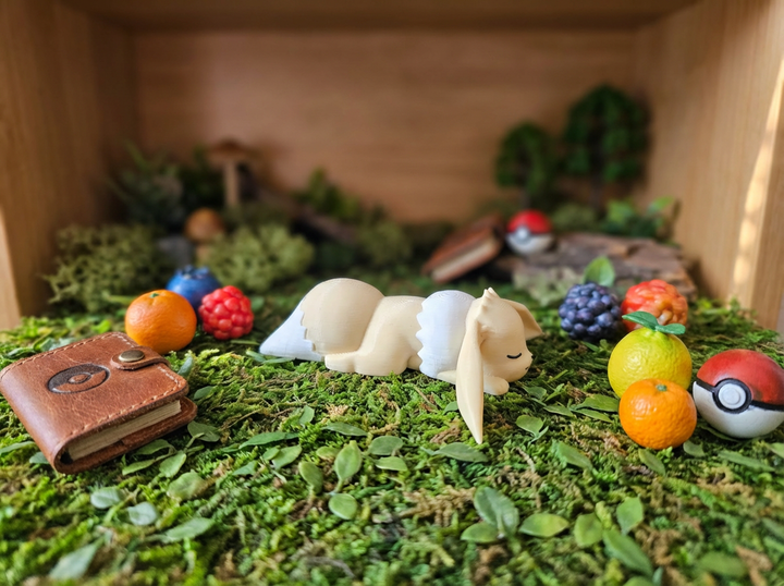 Shiny Sleeping Eevee Pokémon Figure, 3D Printed Desk Decor