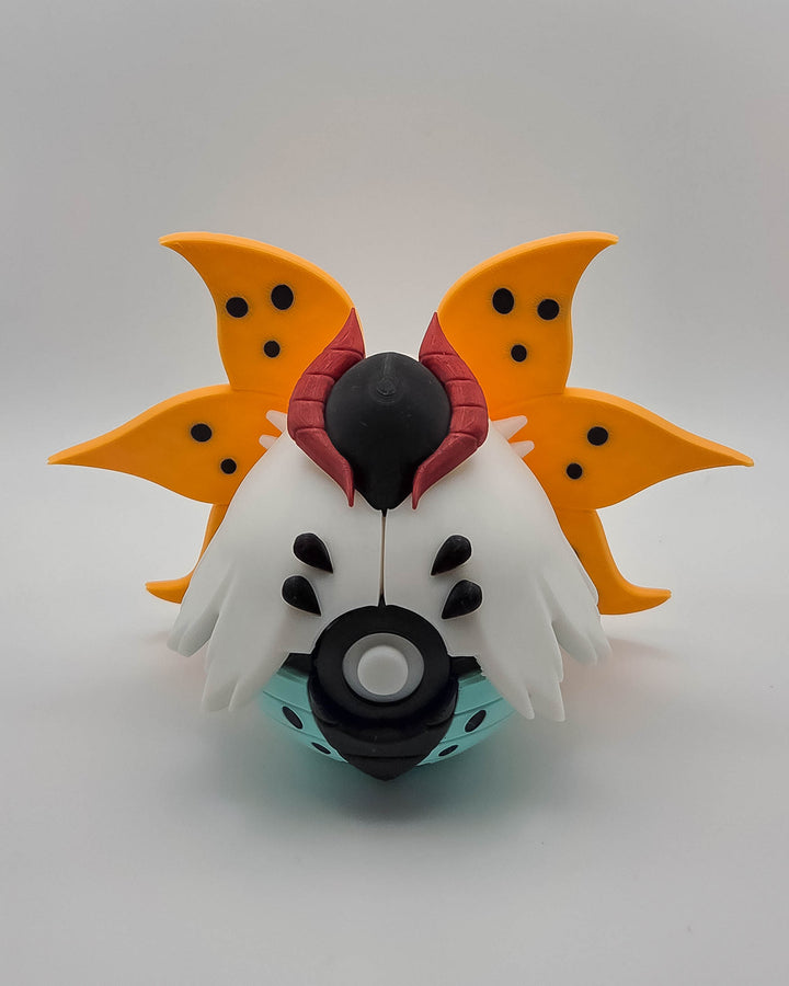 Volcarona Pokeball - 3D Printed Video Game Replica, Geek Desk Decor