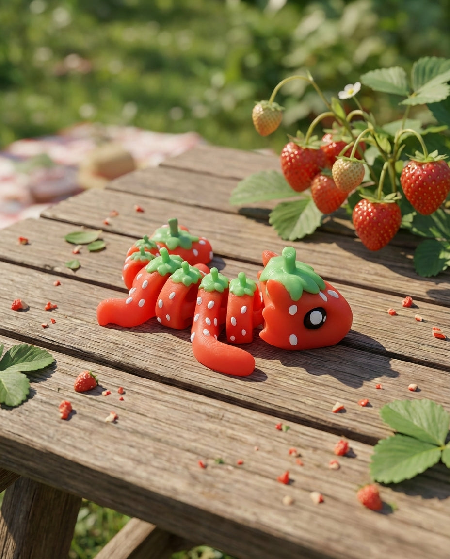Articulated Strawberry Dragon - Cute Fidget Toy, Desk Decor 1
