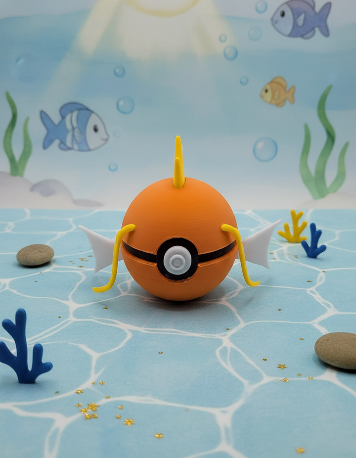 Magikarp Pokeball, 3D Printed Figure, Gamer Desk Decor