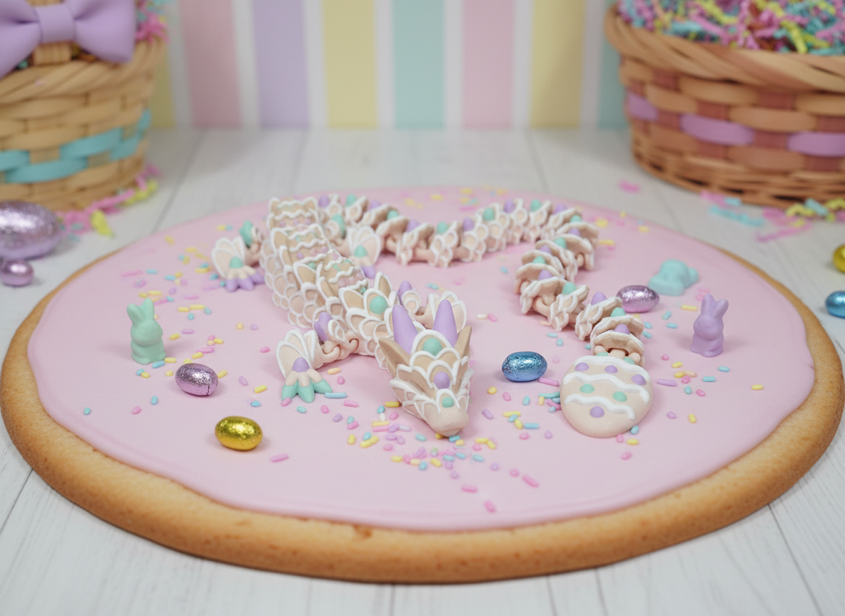 Easter Cookie Dragon - Articulated Pastel Fidget Toy 3