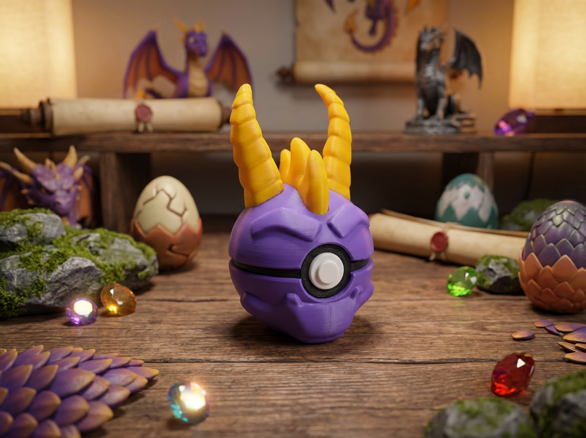 Spyro Themed Pokeball - 3D Printed Gaming Collectible 1