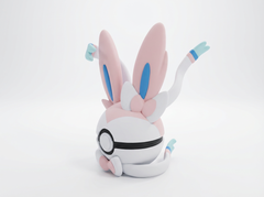 Sylveon Pokeball Replica - 3D Printed Figure, Gamer Desk Decor 3