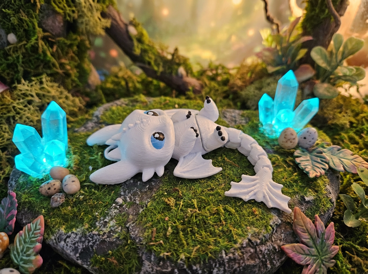 Mini Flexi Lightfury Figurine, Articulated Fidget Dragon