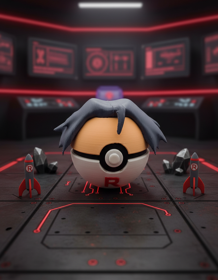 James Team Rocket Pokeball - 3D Printed Figure, Anime Desk Decor